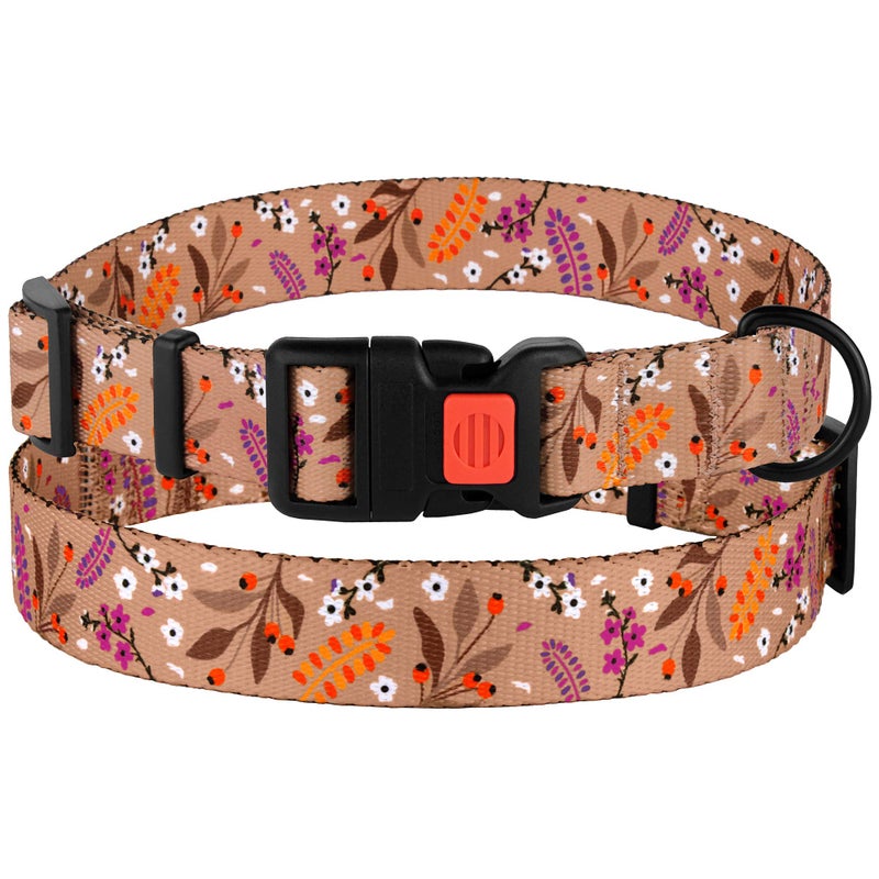 CollarDirect Nylon Dog Collar Floral Pattern Toffee 12-16 inch - Image 5